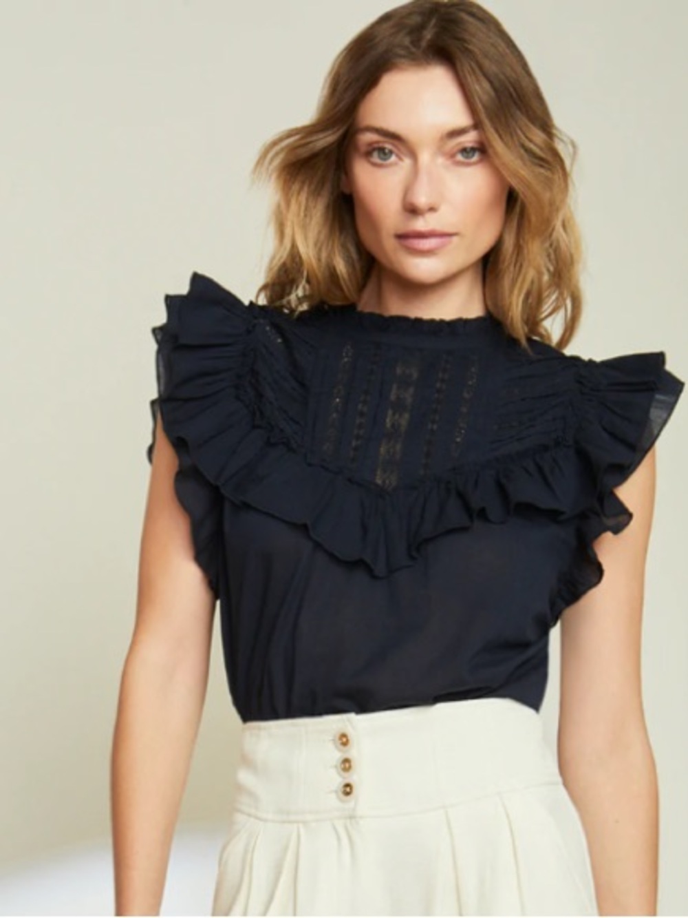 Veronica Beard Tamsyn Top in Navy